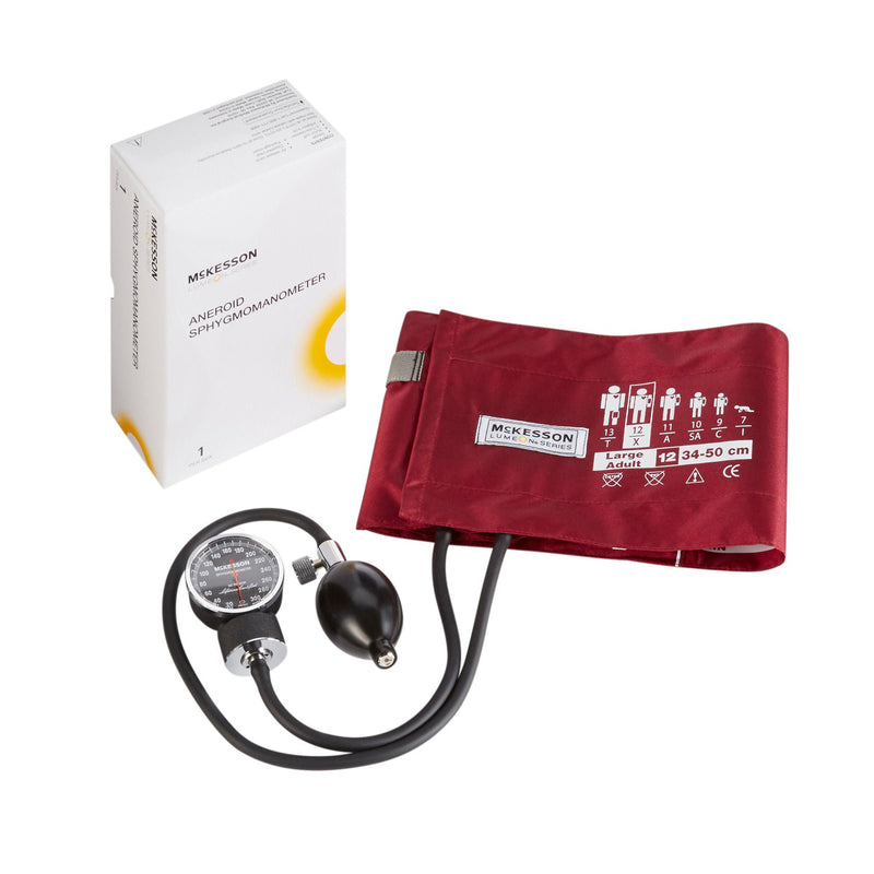 McKesson Lumeon Aneroid Sphygmomanometer with Large Cuff, 2-Tube, Pocket-Size (Case of 20)