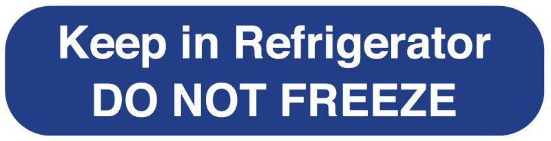 Pre-Printed Label UAL Auxiliary Label Blue Paper Keep in Refrigerator DO NOT FREEZE Temperature Control 3/8 X 1-5/8 Inch (Box of 500)