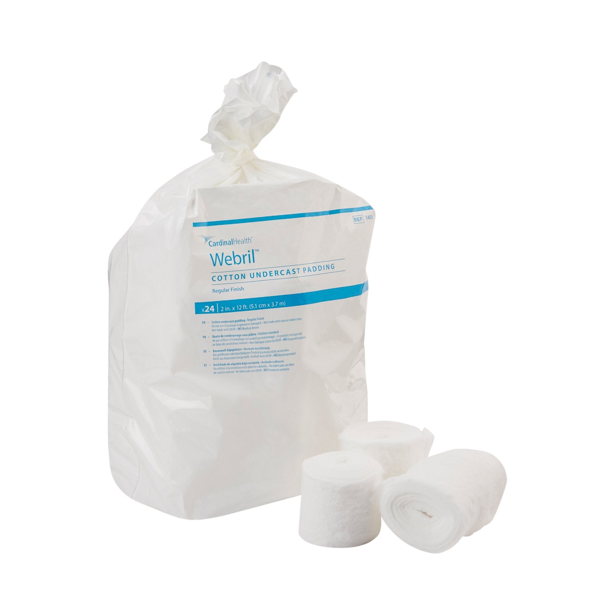 Cardinal Webril Undercast Cotton Cast Padding, nonsterile, White, 2 Inch x 4 Yard (72/CS) 