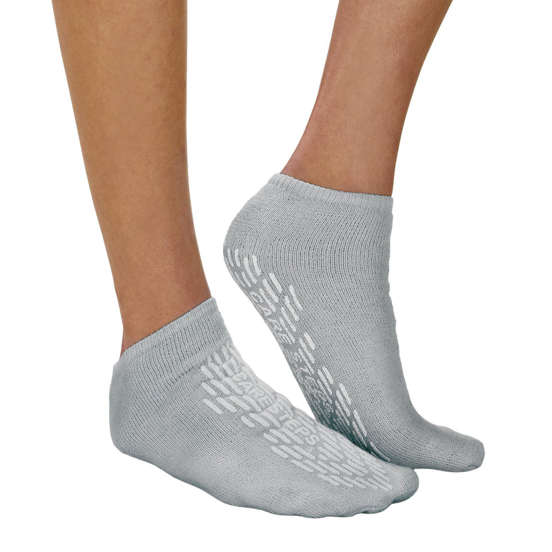 The Pillow Factory Division Care-Steps Double Tread Slipper Socks, Extra Large, Gray (48/CS)