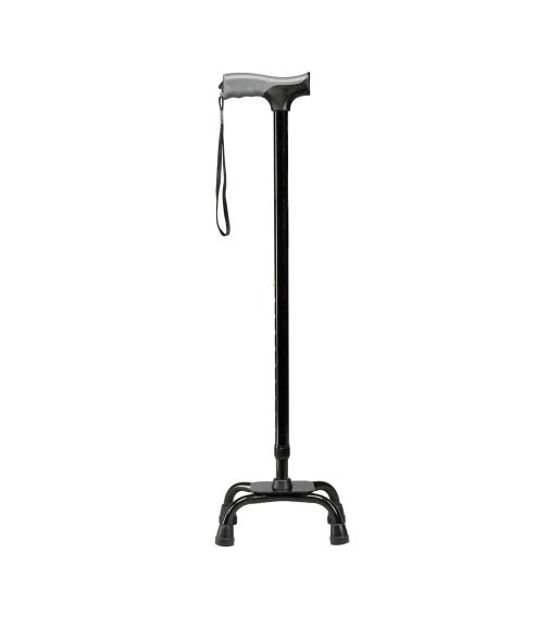 Compass Health Brands Small Base Quad Cane Soft Grip Aluminum 31 to 40 Inch Height Black 