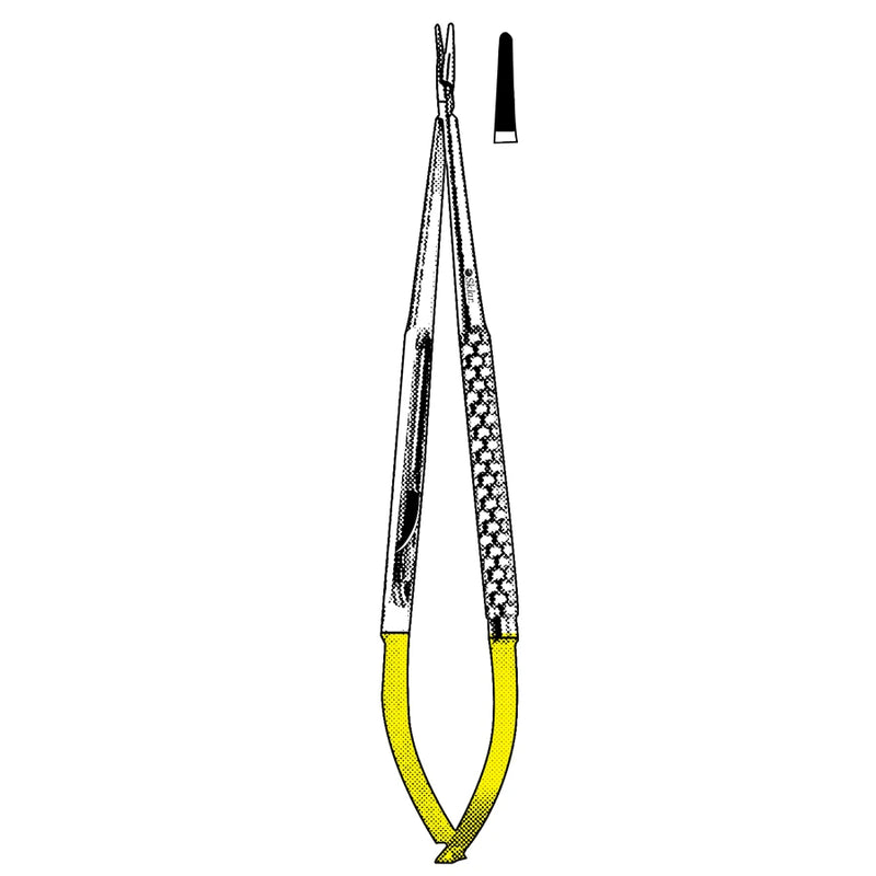 Sklar Toledo Micro Needle Holder - 8-1/4", Straight, Cross Serrated, Coated with Diamond Dust, with Catch - 98-9350