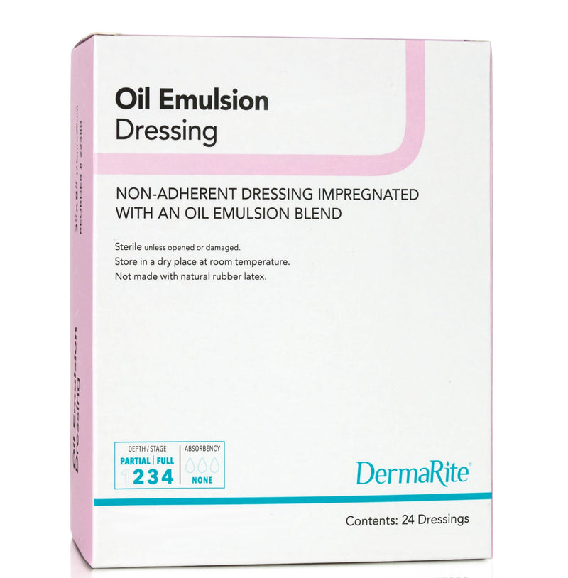 DermaRite Oil Emulsion Impregnated Dressing, 3 x 3 Inch (Box of 50)
