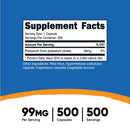 Nutricost Dietary Supplement nutricost Potassium Citrate 99 mg Strength Capsule 500 Per Bottle (12/CS) 