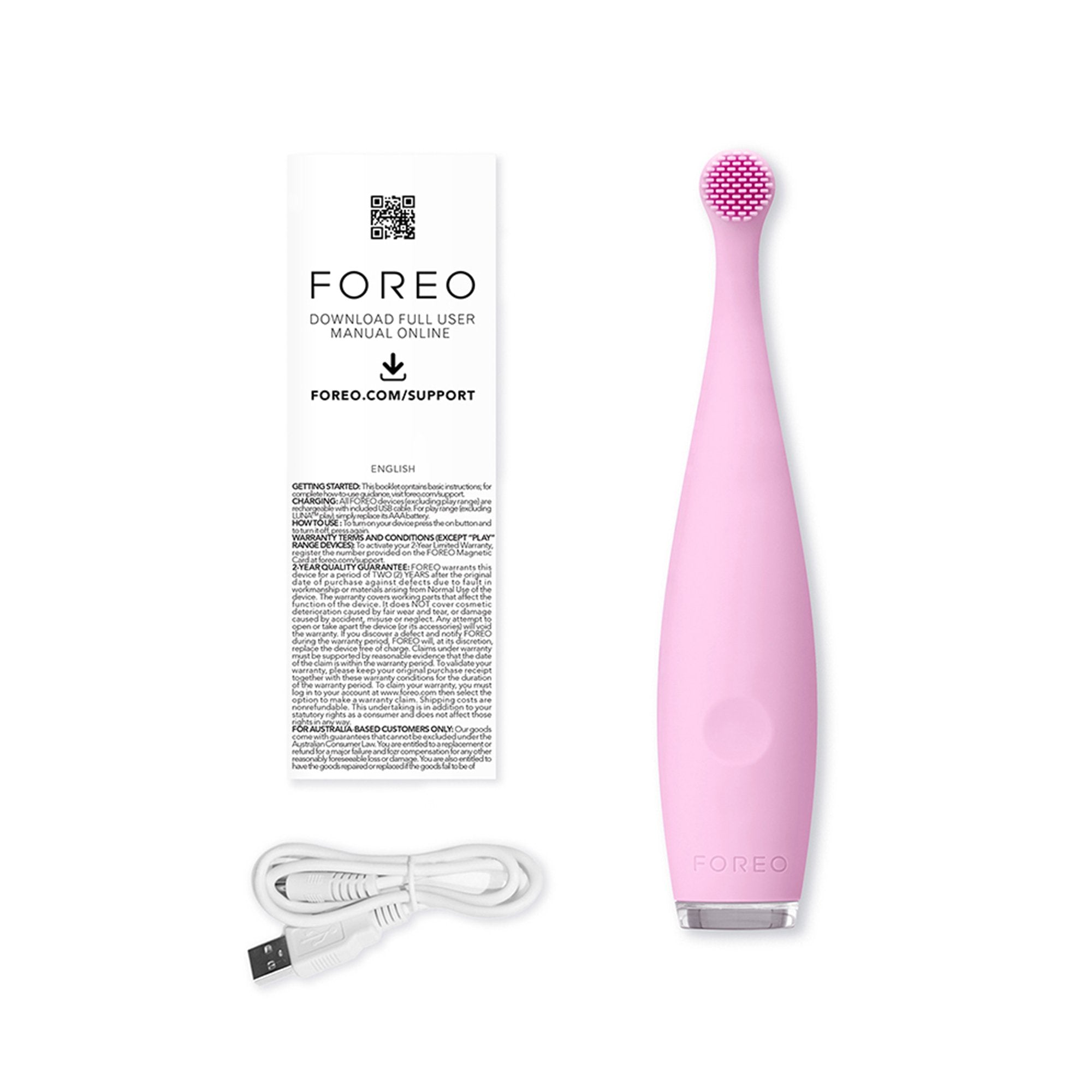 Foreo Inc ISSA baby Soft Silicone Sonic Toothbrush, Pearl Pink Bunny 