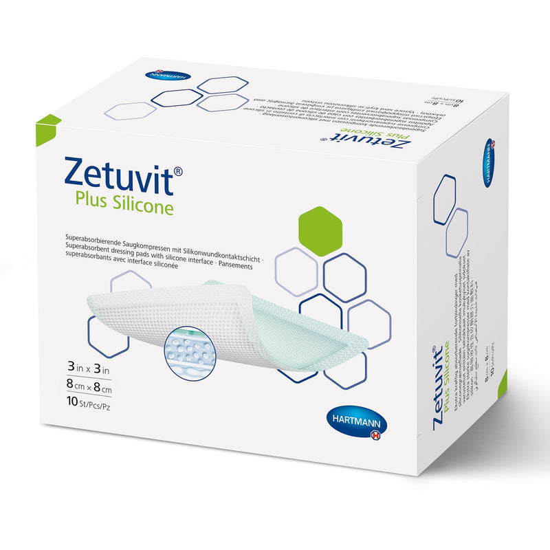 Hartmann Zetuvit Plus Silicone Super Absorbent Dressing, 3 x 3 Inch (10/BX) 