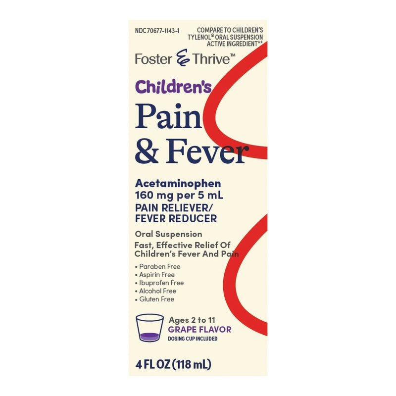 Foster & Thrive Acetaminophen Children's Pain Relief, Grape Flavor (Each)