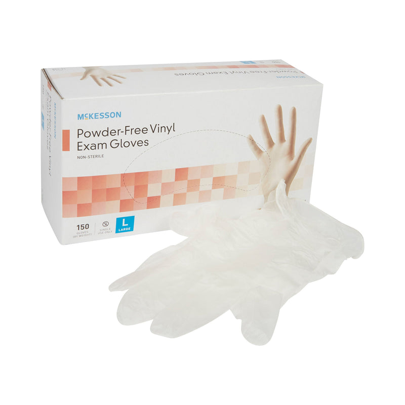 McKesson Vinyl Exam Glove, Large, Clear (Case of 1500)