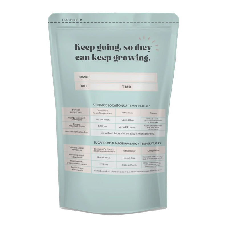 Zev Supplies Corp Breast Milk Storage Bag Zomee 8 oz. Food Grade Plastic Clear / Green (2000/CS)