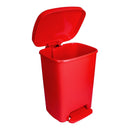 McKesson Waste Can with Step-On Pedal, Plastic, Red, 15.16 x 14.37 x 18.9 Inch (Case)