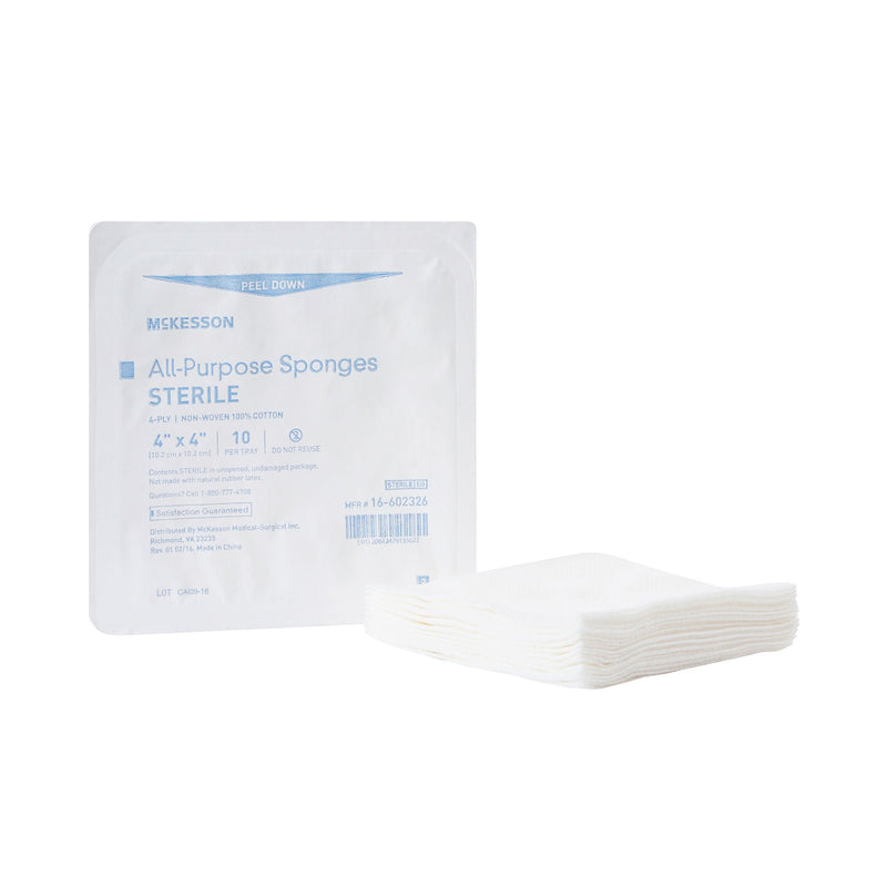 McKesson Sterile Nonwoven Sponge, 4 x 4 Inch, Four Ply (Case of 960)