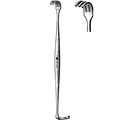 Sklar Miller-Senn Double-Ended Retractor - 6-1/2", 3 Blunt Prongs, 1 Blunt Blade - 22-8460 