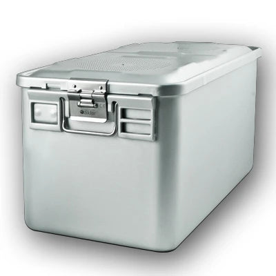 SklarLite Sterilization Container - Full-Size, Safe Lid, Non-Perforated Bottom, 23" x 11" x 10", Silver - 10-4216 