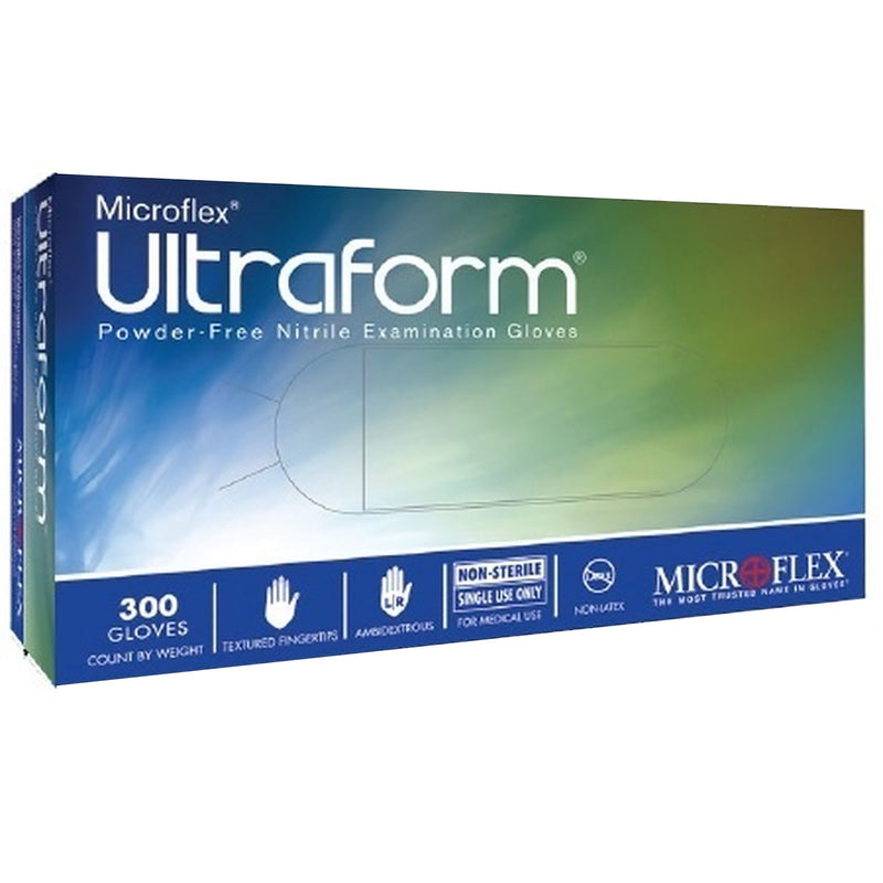 Microflex Medical Ultraform Nitrile Exam Glove, Medium, Blue (3000/CS) 