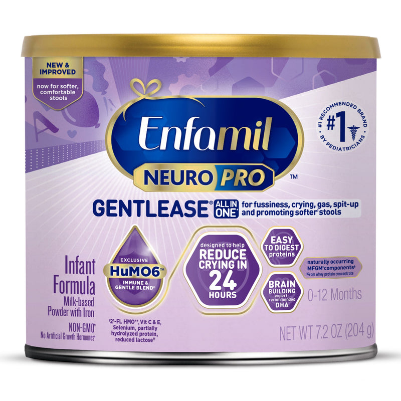 Infant Formula Enfamil NeuroPro Gentlease Unflavored 7.2 oz. Can Powder Milk-Based Crying / Spitup (Case of 6)