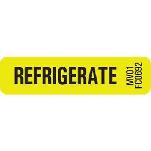Pre-Printed Label MedVision Auxiliary Label Chartreuse Paper REFRIGERATE Black Temperature Control 5/16 X 1-1/4 Inch (Roll of 760)