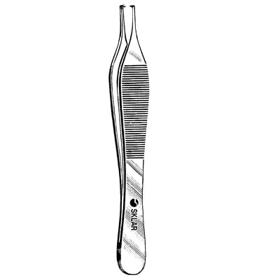 Sklar Adson Tissue Forceps - 4-3/4", Angled, 1x2 Teeth - 50-3046 