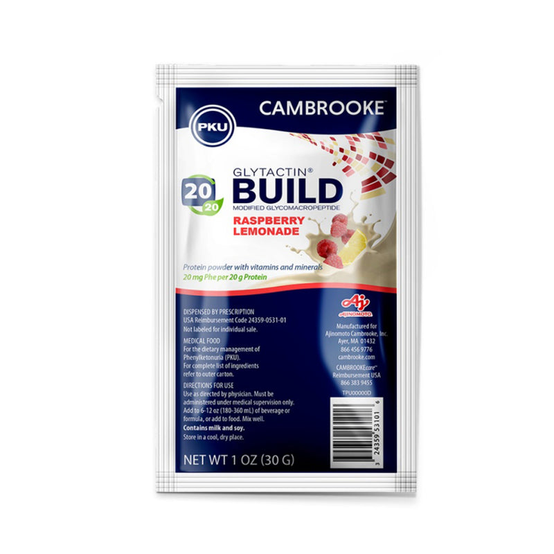 Glytactin Build 20/20 GMP for the Dietary Management of PKU, Raspberry Lemonade (Case of 30)