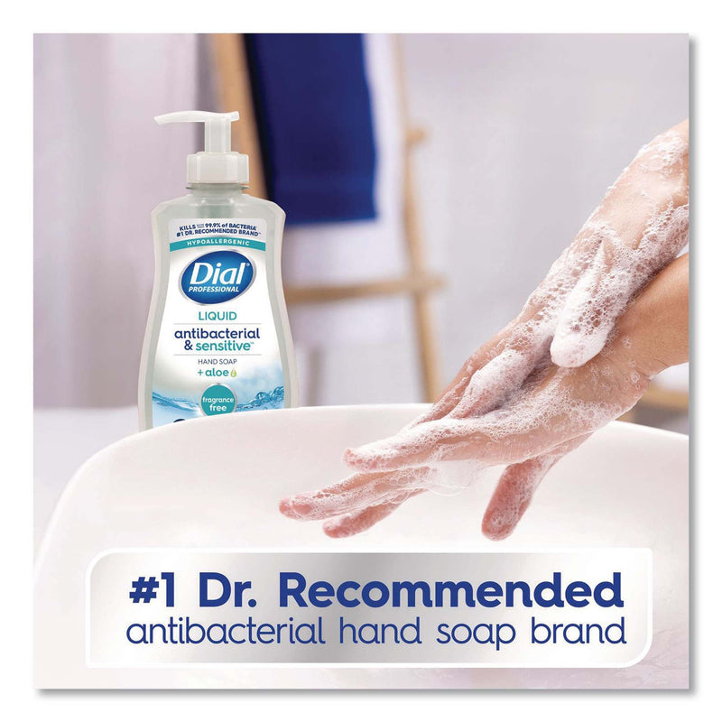 Antibacterial Soap Dial Professional Antibacterial & Sensitive + Aloe Liquid 11 oz. Pump Bottle Unscented (Carton of 12)