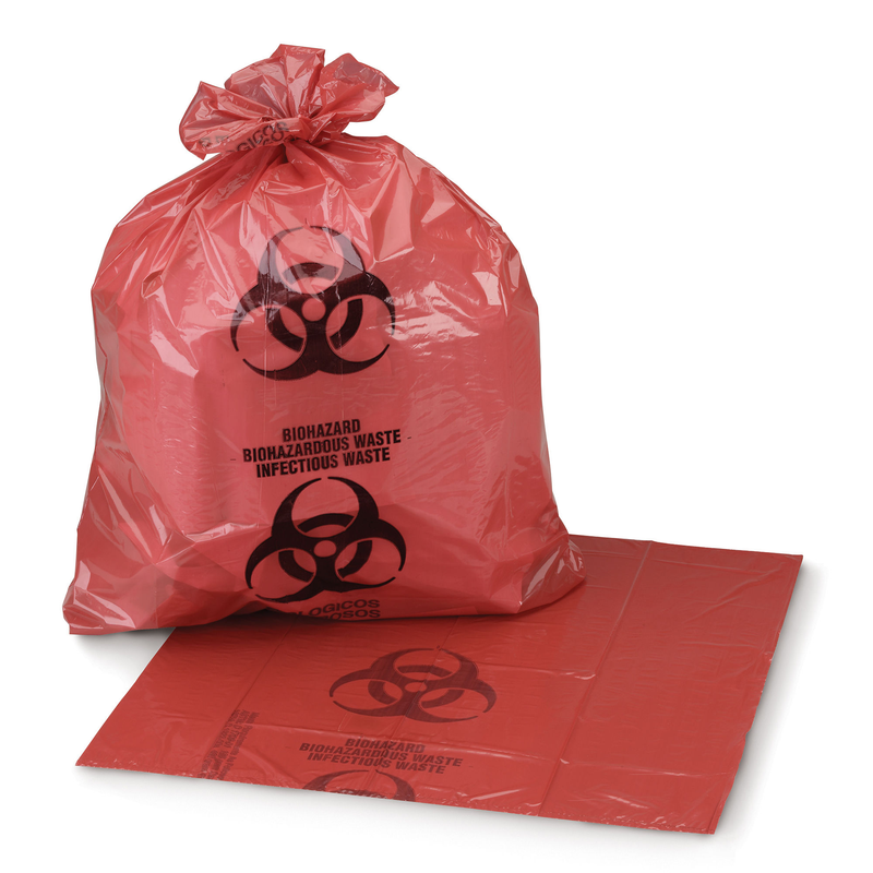 Biohazard Waste Bag McKesson Biohazard Symbol / Infectious Waste 40 to 45 gal. Red 17 X 23 X 46 Inch (Case of 150)