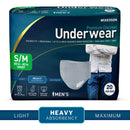 McKesson Premium Discreet Underwear for Men, Heavy Absorbency, Small/Medium (Case of 80)