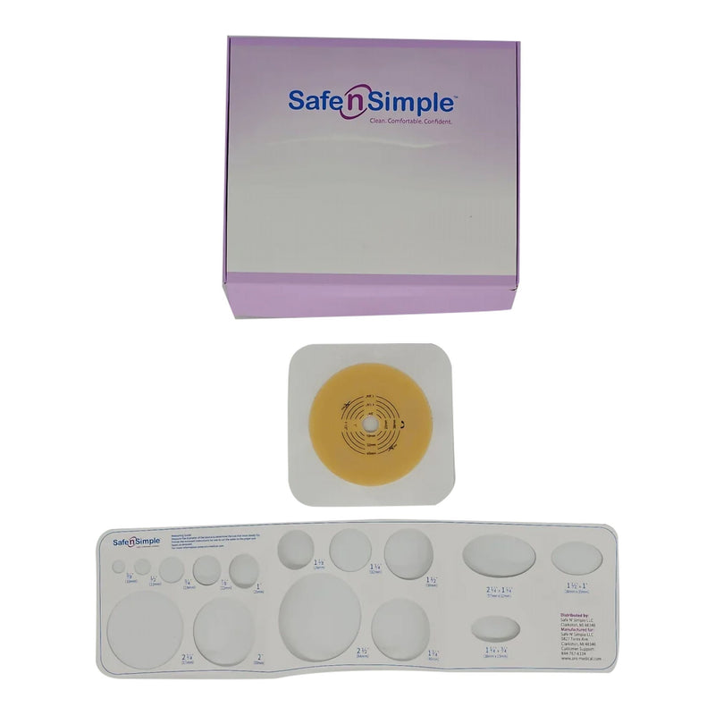 Ostomy Barrier Trim to Fit, Extended Wear Adhesive Tape Collar 57 mm Flange Red Code System Up to 1-3/4 Inch Opening 5 X 5 Inch (Case of 40)