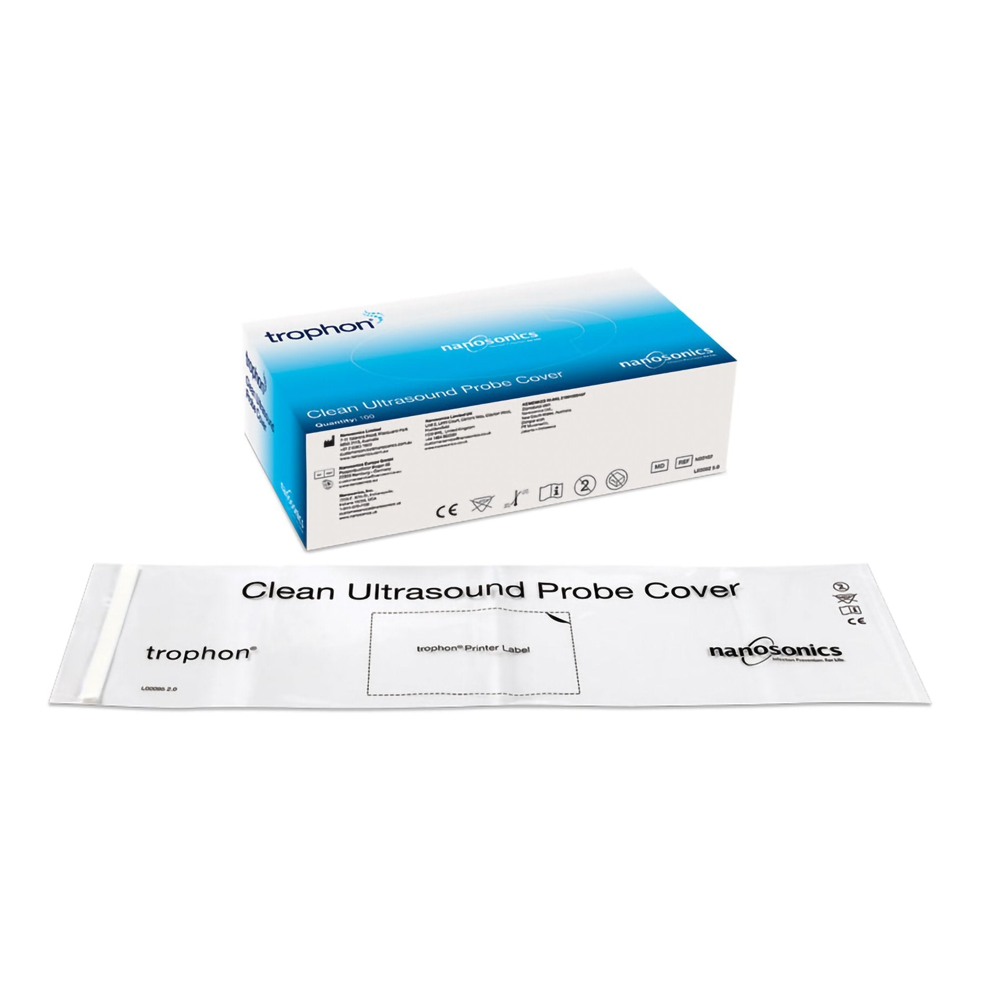Nanosonics Inc Ultrasound Probe Cover trophon Plastic Medically Clean Folded (100/BX) 