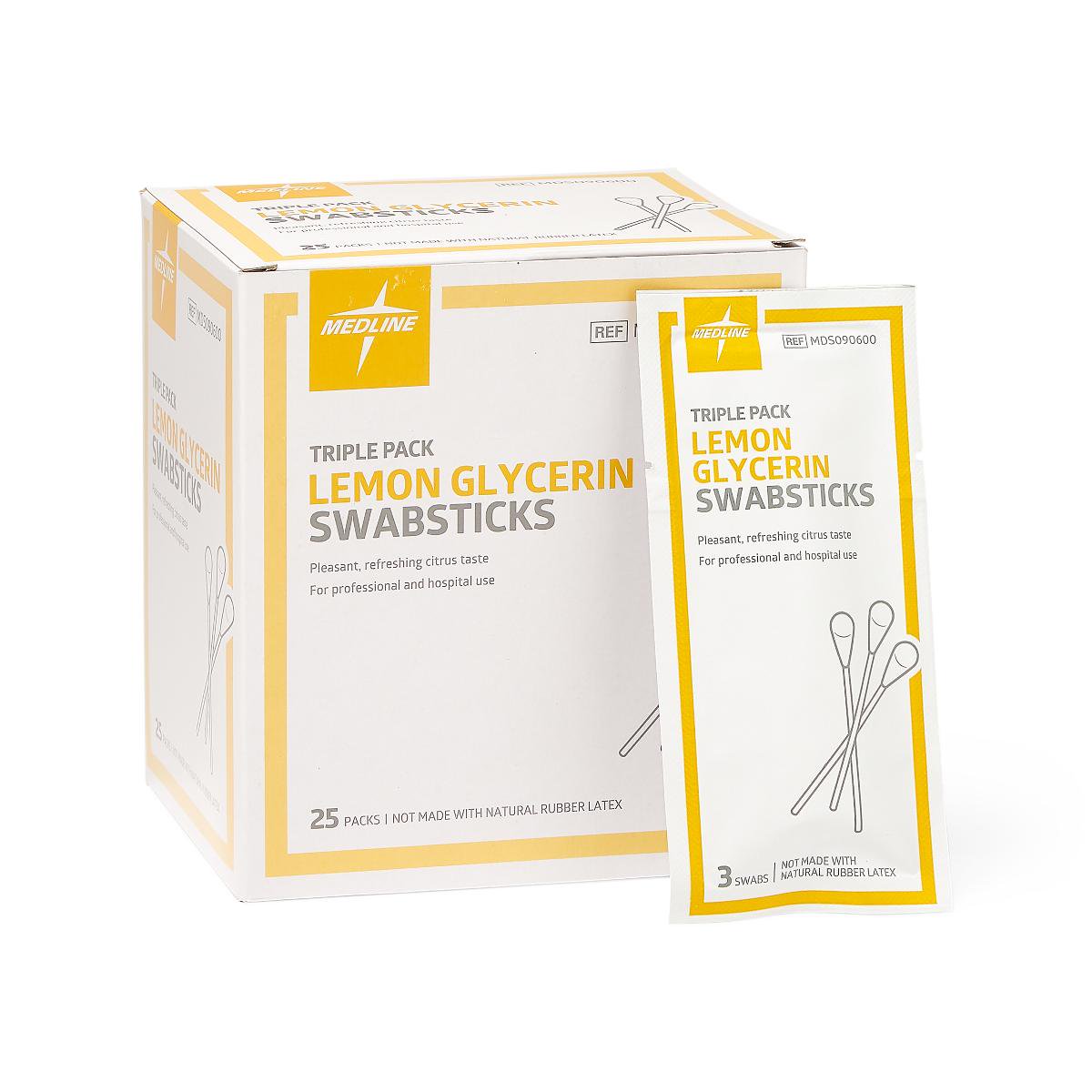 Lemon Glycerin Swabstick Medline Rayon Tip 3 per Pack (Case of 250)
