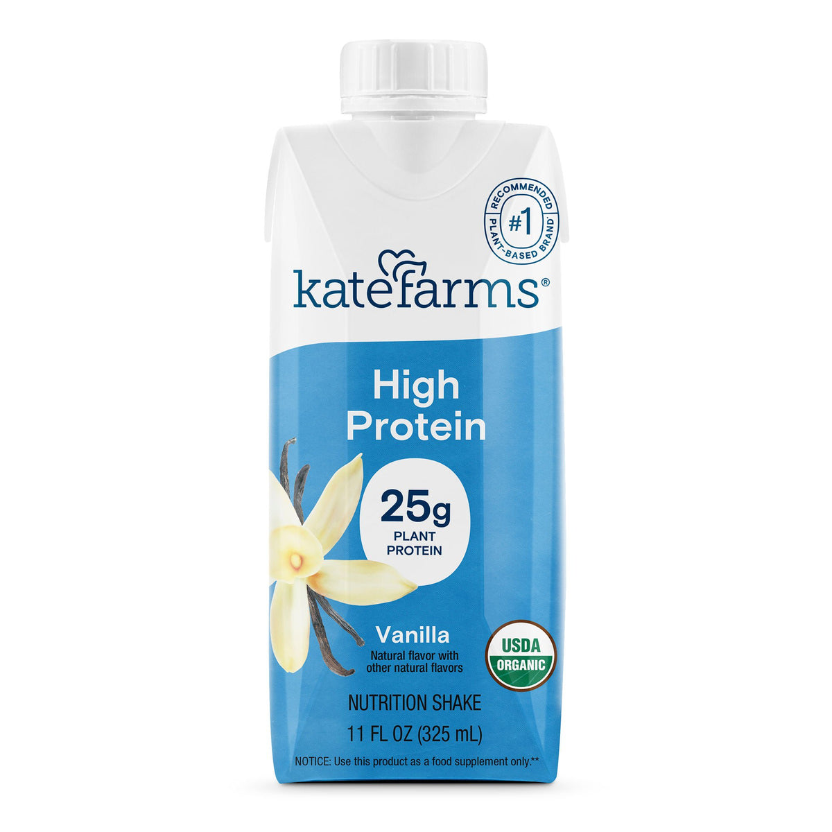 Oral Supplement Kate Farms High Protein Vanilla Flavor Liquid 11 oz. Carton (Case of 12)