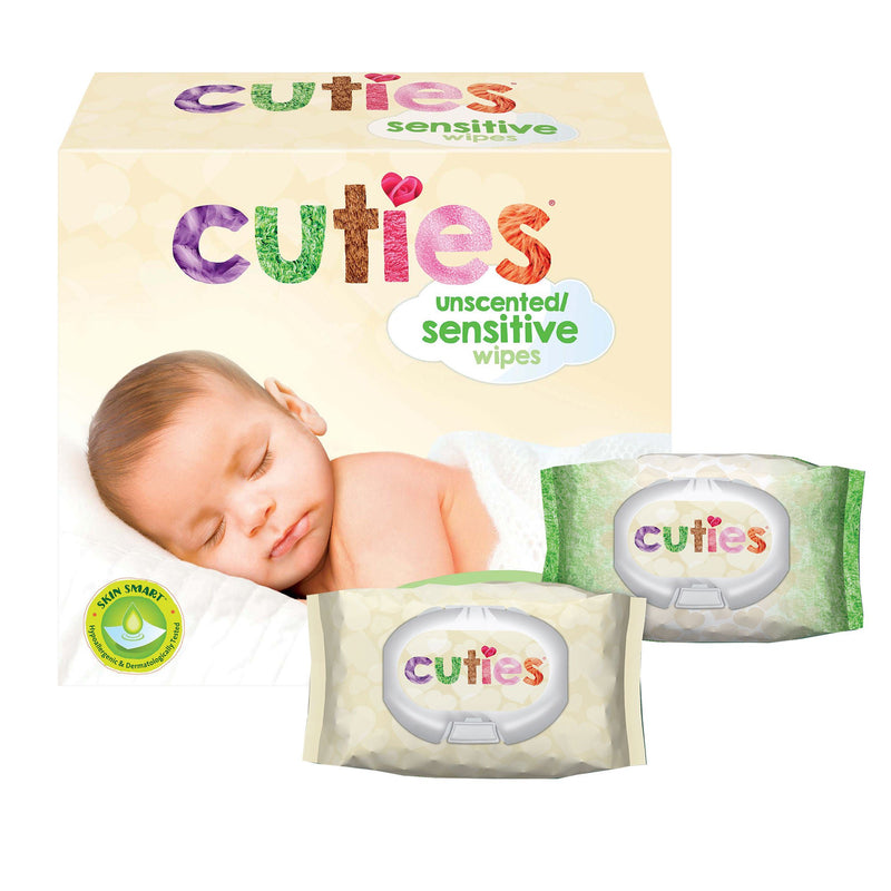Cuties Baby Wipes, Soft Pack, Aloe, Unscented (Case of 864)