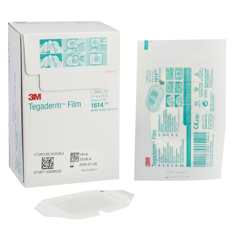 Solventum Corporation 3M Tegaderm Rectangular Transparent Sterile Film Dressing, 2-3/8 x 2-3/4 Inch (400/CS) 