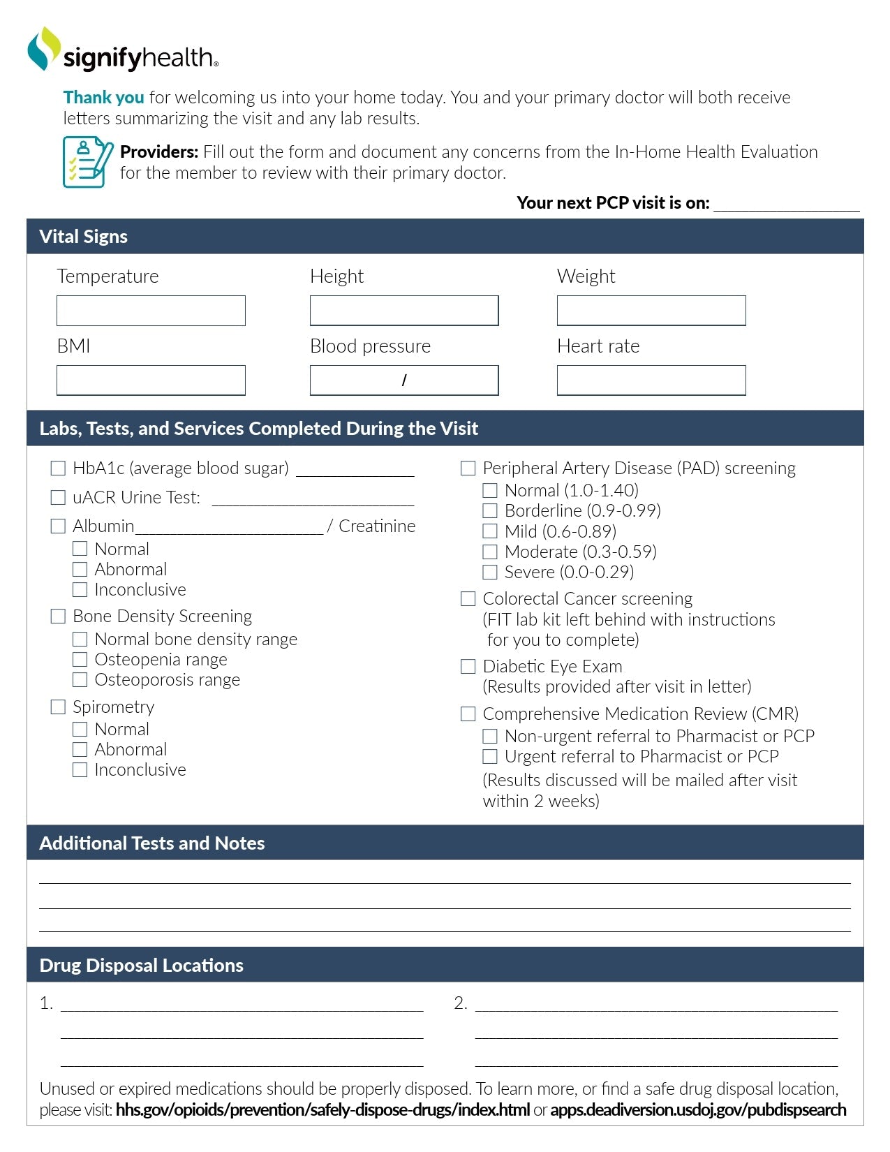Signify Health Signify Health Checklist Form (12/CS) 
