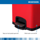 McKesson Trash Can with Plastic Liner, Square, Steel, Red, 5 Gallon (Case)