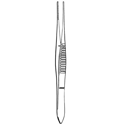 Merit Iris Dressing Forceps - 4", Straight, Serrated - 98-123 