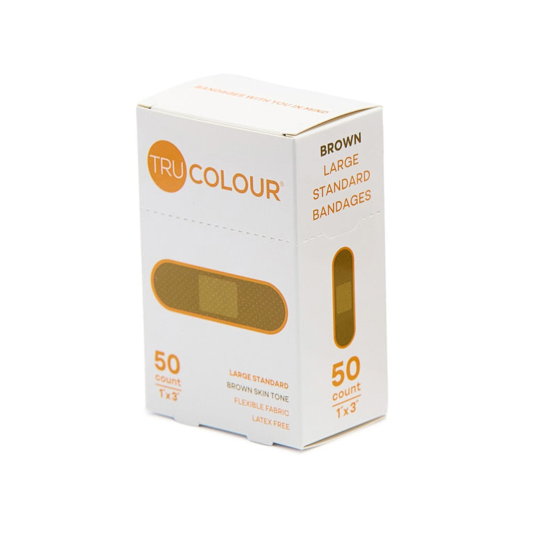 Tru-Colour Skin Tone Shade Fabric Bandage Adhesive Strips – Brown, 1 x 3 Inch (24/CS) 