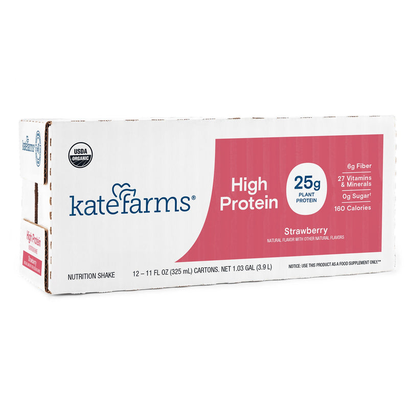 Oral Supplement Kate Farms High Protein Strawberry Flavor Liquid 11 oz. Carton (Case of 12)