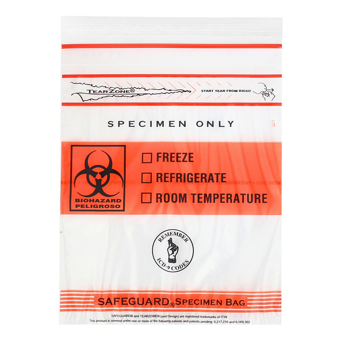 SafeGuard with TearZone Specimen Transport Bag with Document Pouch (Case of 1000)