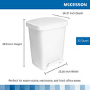 McKesson Waste Can with Step-On Pedal, Plastic, White, 14.37 x 15.16 x 18.9 Inch (Case)