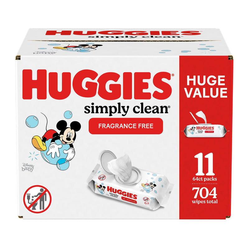 Baby Wipe Huggies Simply Clean Soft Pack Unscented 704 Count (Case of 704)