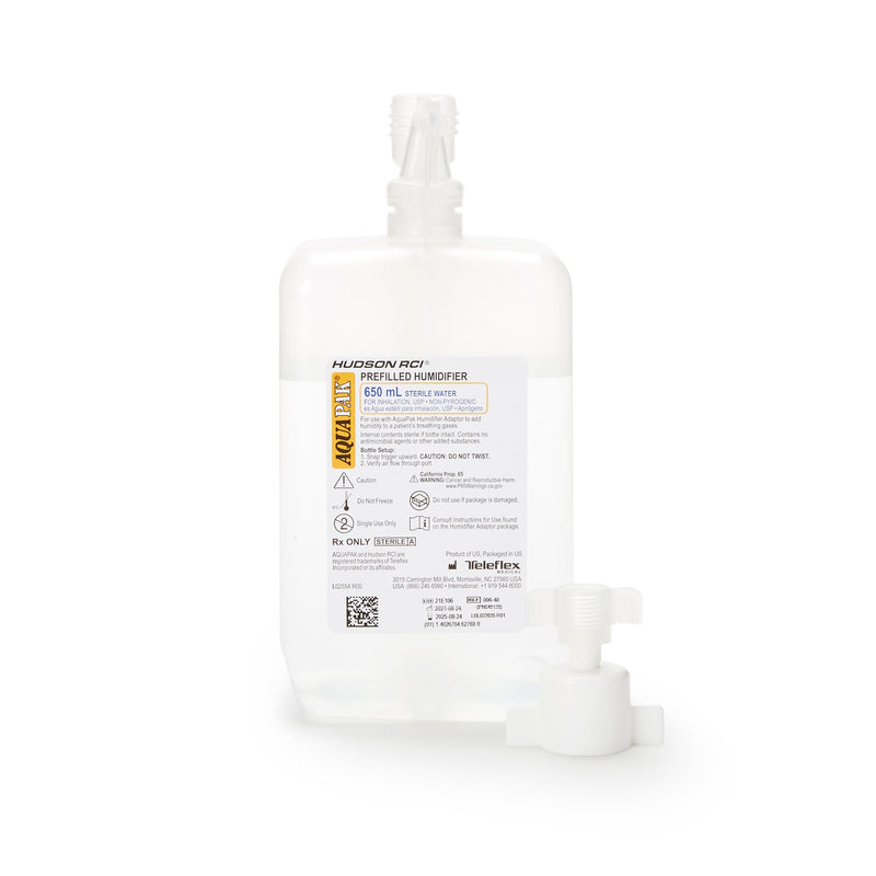 Medline Humidifier with Adapter Aquapak 650 mL Sterile Water Adult / Pediatric (HUD00640 / CS)