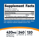 Nutricost Dietary Supplement nutricost Magnesium Citrate 420 mg Strength Capsule 240 Per Bottle (12/CS) 