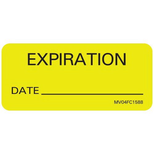 Pre-Printed Label MedVision Auxiliary Label Yellow Paper Expiration Black Quality Control Label 1 X 2-1/4 Inch (Roll of 420)