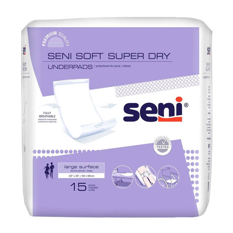 Seni Soft Super Dry Underpads, Level 3 Absorbency (Case of 60)