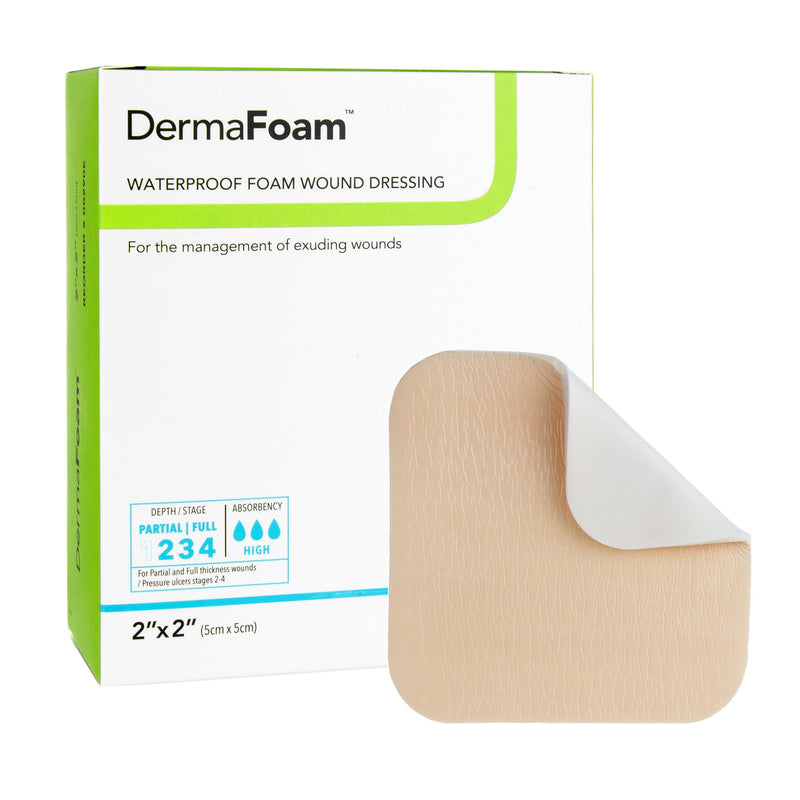 DermaFoam Nonadhesive without Border Foam Dressing, 2 x 2 Inch (Box of 10)
