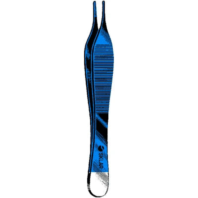 Sklar Blue Electrosurgical Adson Dressing Forceps - 4-3/4", Straight, Serrated - 91-5428
