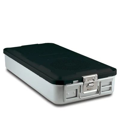 SklarLite Sterilization Container - Full-Size, Standard Lid, Non-Perforated Bottom, 23" x 11" x 4", Black - 10-4010 