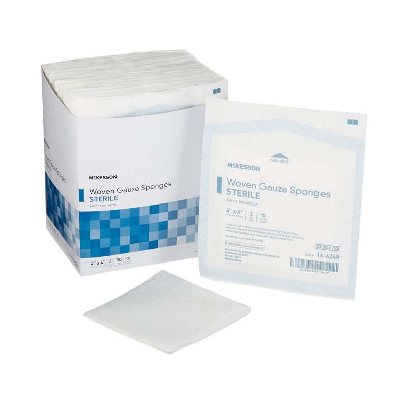 McKesson Sterile Gauze Sponge, 4 x 4 Inch, 8-Ply (Case of 1200)