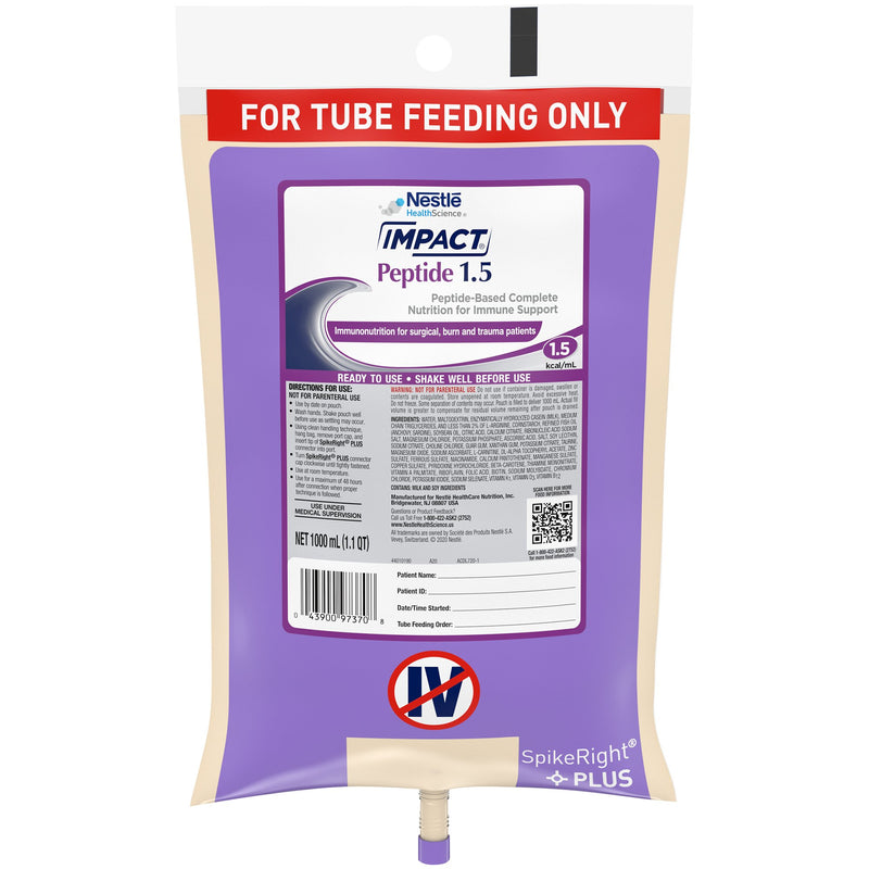 Impact Peptide 1.5 Tube Feeding Formula, 1 liter Prefilled Container (Case of 6)