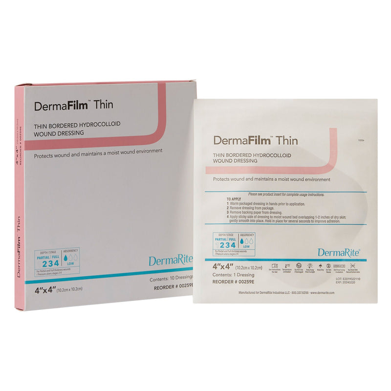 DermaFilm Hydrocolloid Dressing, 4 x 4 Inch (Box of 10)