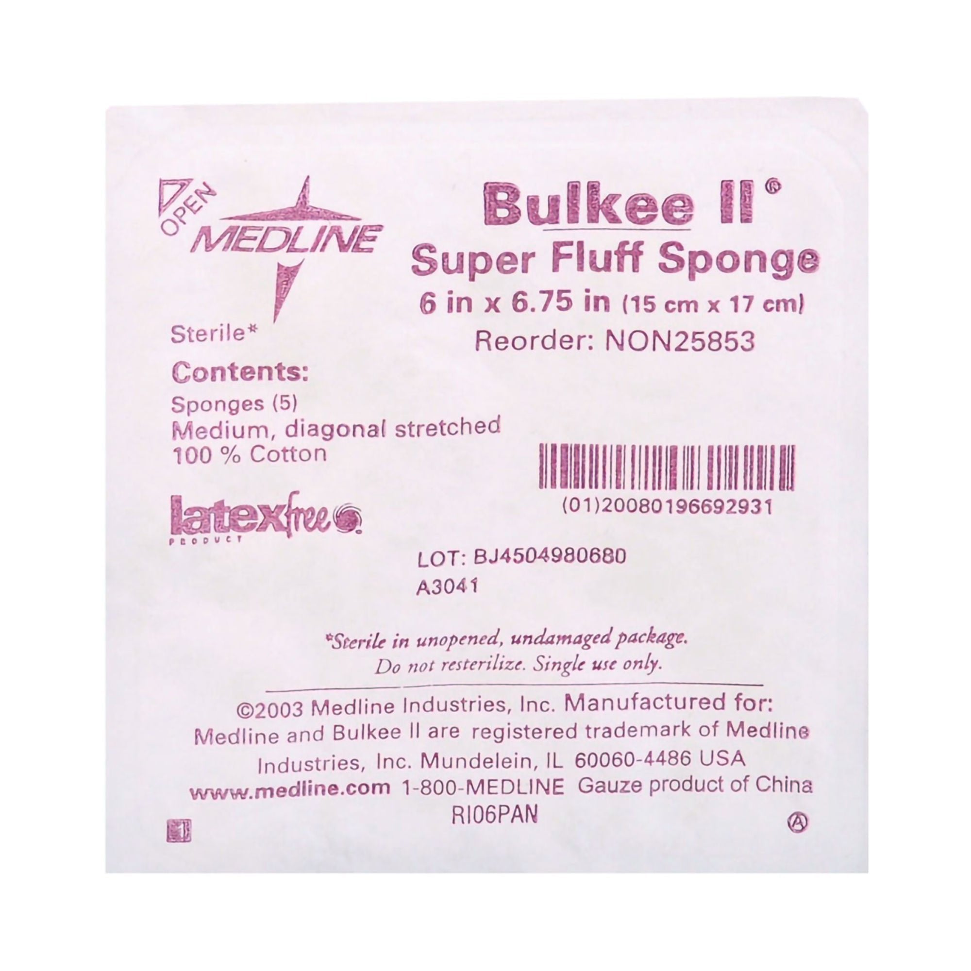 Bulkee Sterile Fluff Dressing, 6 x 6-3/4 Inch, 6-Ply (Case of 600)